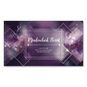 Modernes geometrisches Celestial Lila & Gold Magnetische Visitenkarte