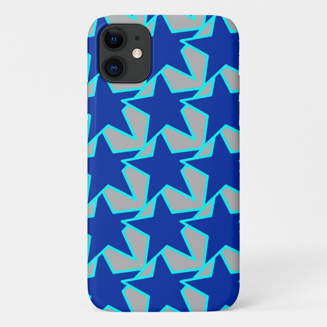 Modernes geometrisches Cobalt Blau und Grau Case-Mate iPhone Hülle (Rückseite)
