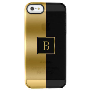 Modernes geometrisches Design aus Gold und Schwarz Durchsichtige iPhone SE/5/5s Hülle