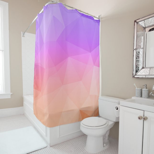 Modernes geometrisches Design Lila bis rosa Gradat Duschvorhang (Beispiel)
