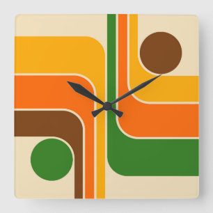 Modernes geometrisches Design Mitte des Jahrhunder Quadratische Wanduhr