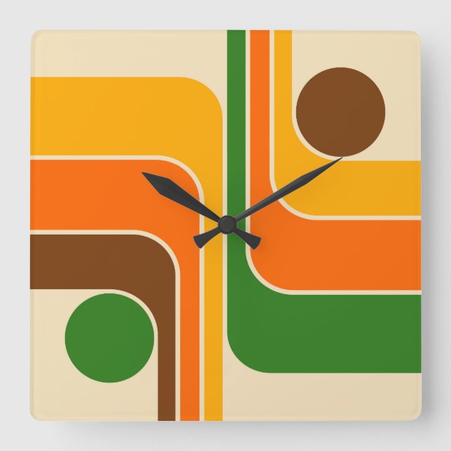 Modernes geometrisches Design Mitte des Jahrhunder Quadratische Wanduhr (Vorderseite)