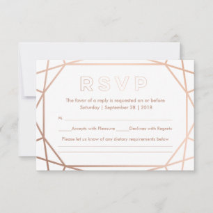 Modernes geometrisches, Diamant geformtes Hochzeit RSVP Karte