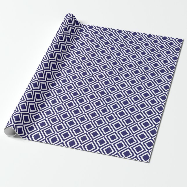 Modernes geometrisches Diamant-Marine-Blau Geschenkpapier (Ungerollt)