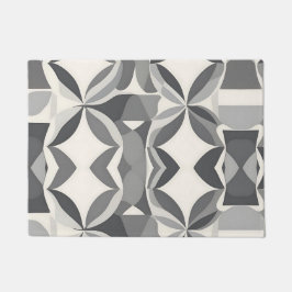 Modernes geometrisches Diamantmuster in Grau und W Fußmatte