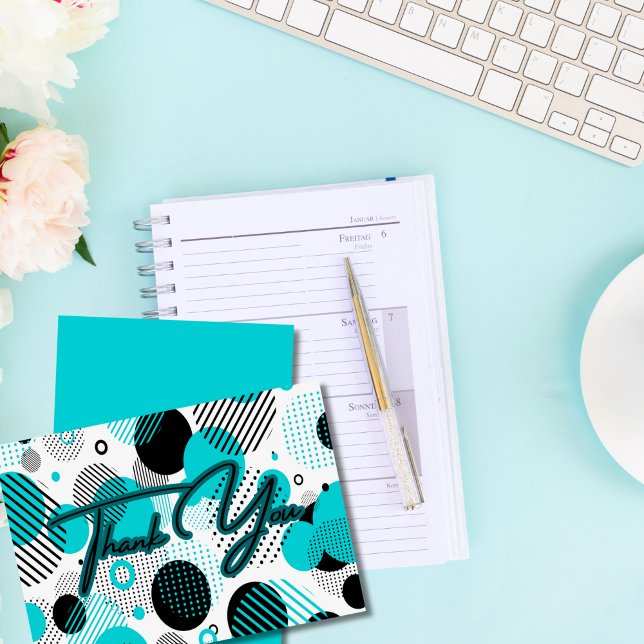 Modernes geometrisches Enigma des Retro 80er 90s Dankeskarte (Von Creator hochgeladen)