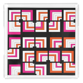 Modernes geometrisches Farbblockmuster bricht Must Acryl Tablett