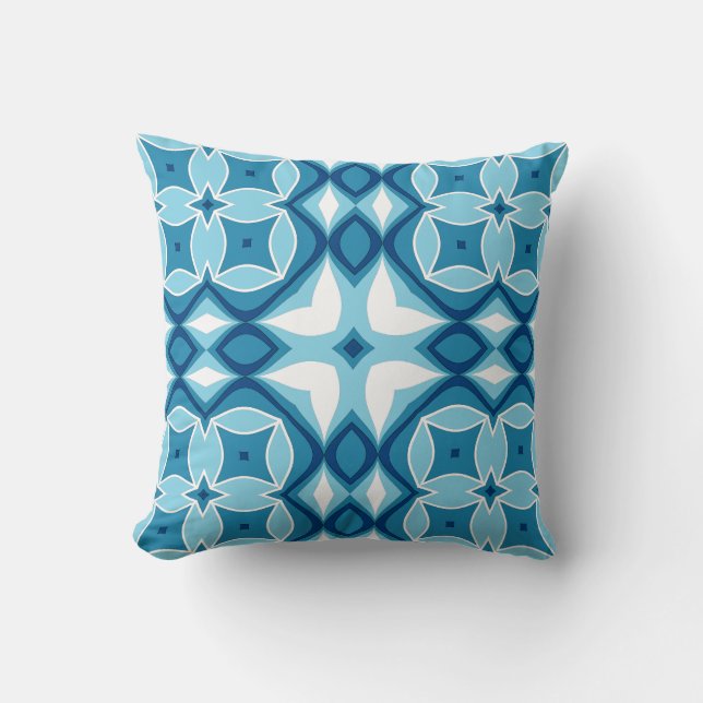 Modernes geometrisches Fliesenmuster Denim Blue &  Kissen (Vorderseite)