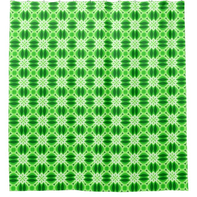 Modernes geometrisches Fliesenmuster Smaragdgrün Duschvorhang (Vorderseite)