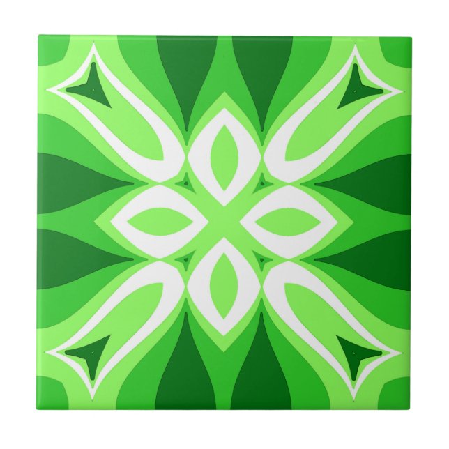 Modernes geometrisches Fliesenmuster Smaragdgrün Fliese (Vorderseite)