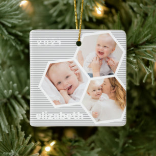 Modernes geometrisches Foto für individuelles Baby Keramikornament