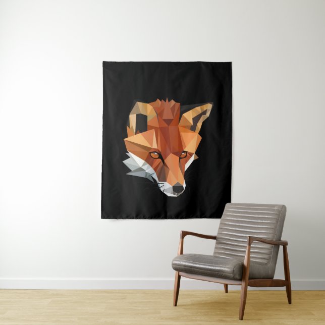 Modernes geometrisches Fox-Gesicht Wandteppich (Beispiel)