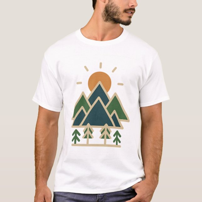 Modernes geometrisches Gebirge - Erlebnis T - Shir T-Shirt (Vorderseite)