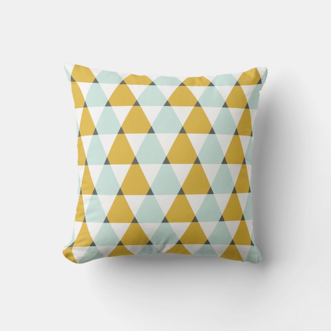 Modernes geometrisches, gelbes Dreiecksmuster Kissen (Vorderseite)