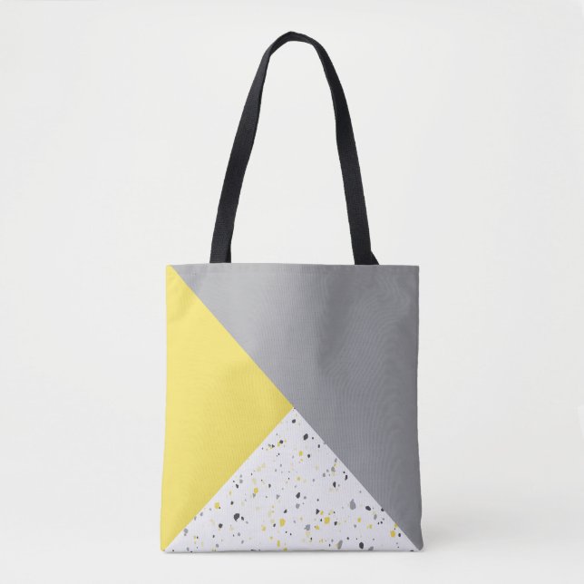 Modernes geometrisches, gelbes Terrazzo-Muster Tasche (Vorderseite)