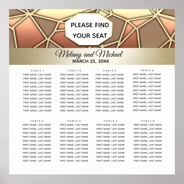 Modernes geometrisches Gold/Bronze-Hochzeit Poster (Vorne)