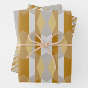 Modernes geometrisches Gold, grau Geschenkpapier Set