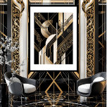 Modernes, geometrisches Gold im Art Deco 1920 Schw Poster<br><div class="desc">Modernes Art Deco Geometrisches Gold Schwarz-weiß der 20er Jahre</div>