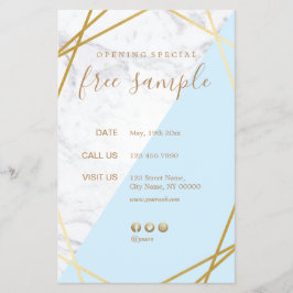 Modernes geometrisches Gold-Marmor Blau 5.5x8.5 Flyer