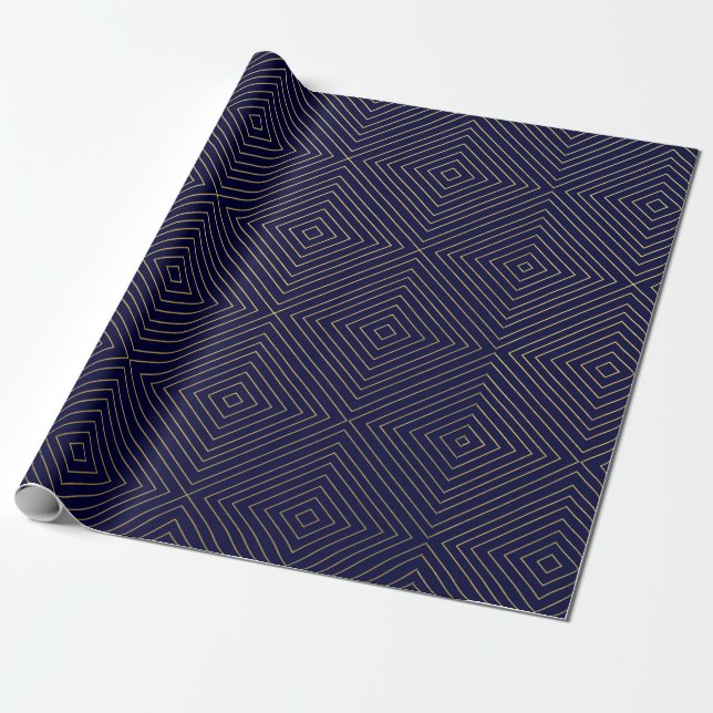 Modernes geometrisches Gold quadriert Muster auf Geschenkpapier (Ungerollt)