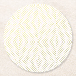 Modernes geometrisches Gold quadriert Muster auf Runder Pappuntersetzer
