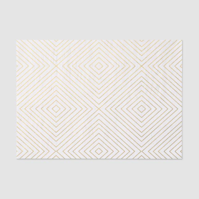 Modernes geometrisches Gold quadriert Muster auf Seidenpapier (Vorderseite)