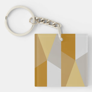 Modernes geometrisches Goldenes Gelb, Grau Art Schlüsselanhänger