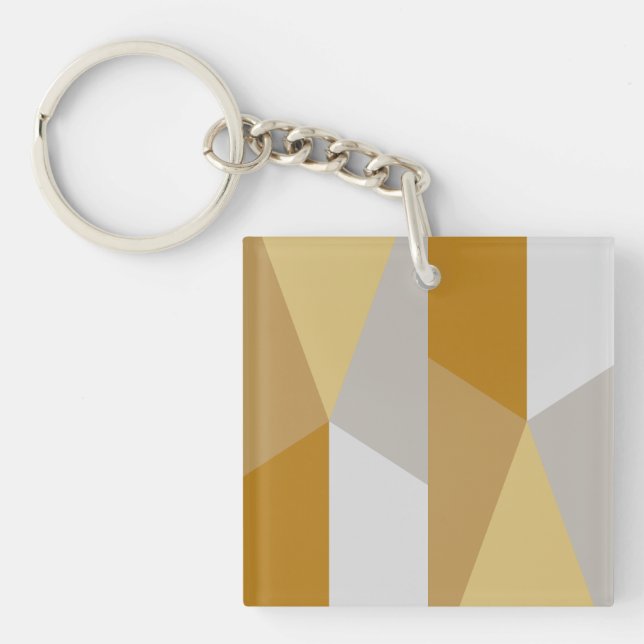 Modernes geometrisches Goldenes Gelb, Grau Art Schlüsselanhänger (Vorderseite)