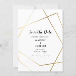 Modernes geometrisches Goldrahmen Save The Date