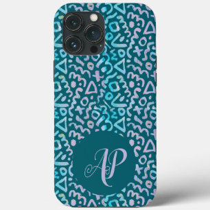 Modernes geometrisches grünes Monogramm des Mittel Case-Mate iPhone Hülle