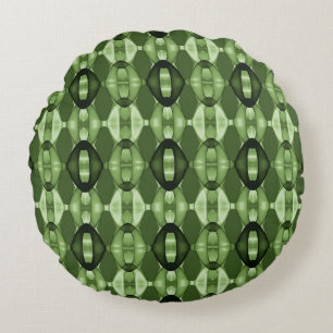 Modernes geometrisches grünes Muster Rundes Kissen