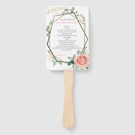 Modernes geometrisches Hochzeitsprogramm für Gold Fächer