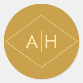 Modernes geometrisches Hochzeitsticker-Siegel in G Runder Aufkleber