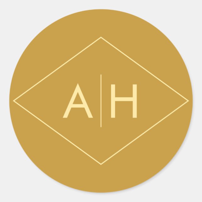 Modernes geometrisches Hochzeitsticker-Siegel in G Runder Aufkleber (Vorderseite)
