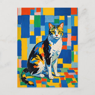 Modernes geometrisches Katzenwerk Postkarte