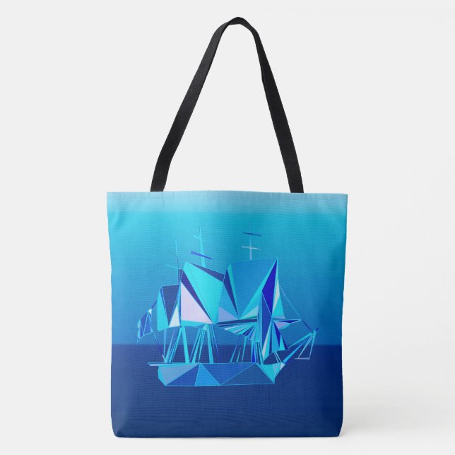 Modernes geometrisches Klappschiff, Cobalt Blue Tasche (Vorderseite)