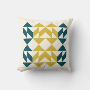 Modernes geometrisches Kunstdesign Aquamarin Kissen