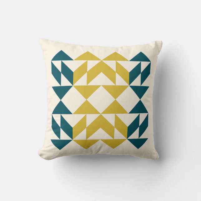 Modernes geometrisches Kunstdesign Aquamarin Kissen (Vorderseite)