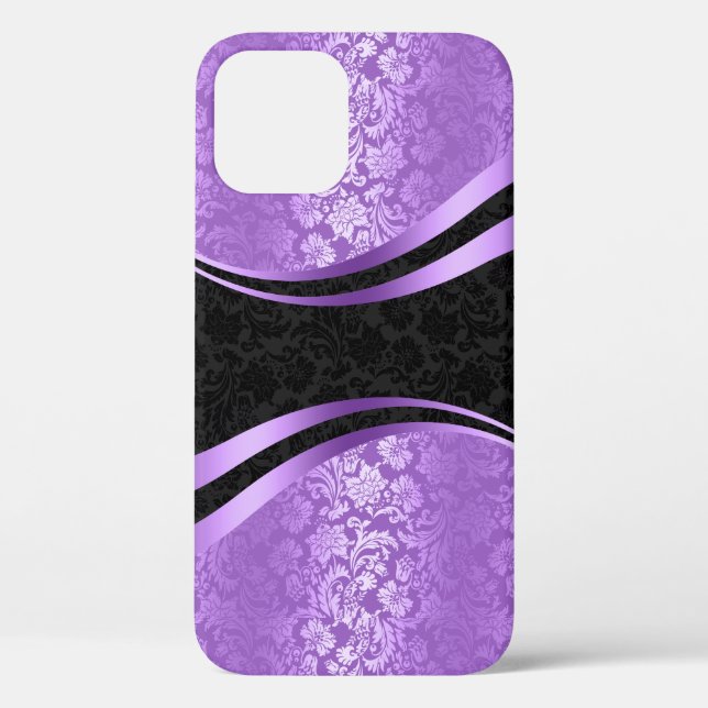 Modernes geometrisches Lavendel- und Schwarzdampfe Case-Mate iPhone Hülle (Rückseite)