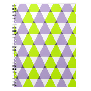 Modernes geometrisches lila grünes Dreieck-Muster Notizblock