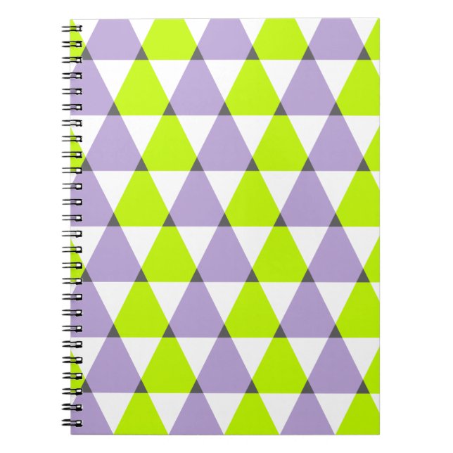 Modernes geometrisches lila grünes Dreieck-Muster Notizblock (Vorderseite)