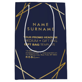 Modernes geometrisches Marketing für die Goldene W Mittlere Geschenktüte