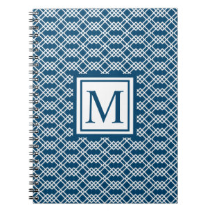 Modernes geometrisches Monogramm Atlantisches Blau Notizblock