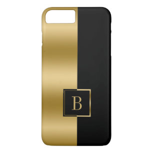 Modernes, geometrisches Monogramm aus Schwarz und iPhone 8 Plus/7 Plus Hülle