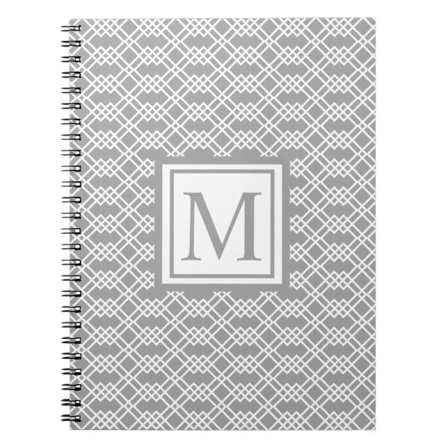 Modernes geometrisches Monogramm, grau und weiß Notizblock (Vorderseite)