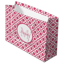 Modernes geometrisches Monogramm mit rosa und weiß
