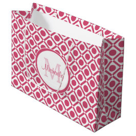 Modernes geometrisches Monogramm mit rosa und weiß Große Geschenktüte
