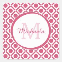 Modernes geometrisches Monogramm mit rosa und weiß