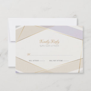Modernes geometrisches Mushroom-Violet RSVP Karte