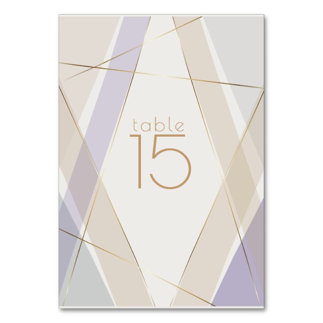 Modernes geometrisches Mushroom-Violet Tischnummer (Vorderseite)